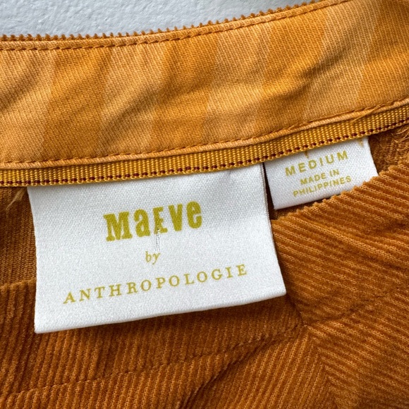 Anthropologie Maeve Top Corduroy Maria Babydoll Short Fall Boho - Picture 3 of 5